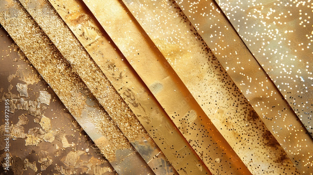 Poster a close-up of textured metallic surfaces showcasing various shades and patterns of gold.