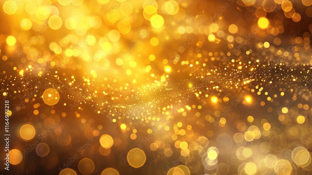Poster a shimmering background of golden bokeh lights, creating a festive and elegant atmosphere.