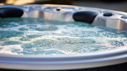 Fototapeta premium A close-up of a bubbling hot tub filled with water, inviting relaxation and leisure.