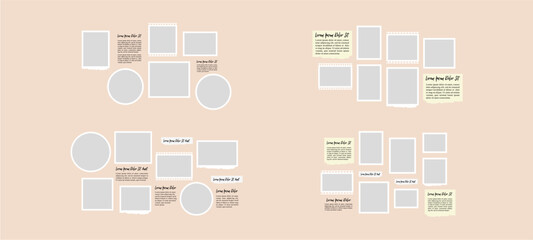 Fototapeta premium Pictures or photos frame collage. comics page grid layout abstract photo frames and digital photo wall template