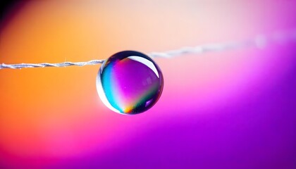 Vibrant Water Drop on a String: A Macro Photography Masterpiece