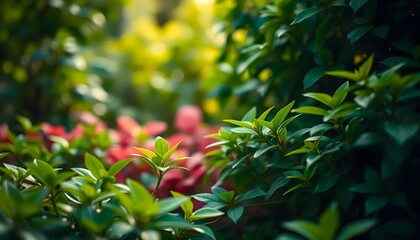 Obraz premium Lush Green Foliage in a Vibrant Garden