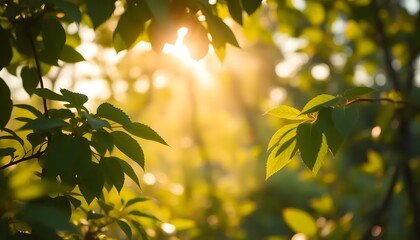 Golden Hour Leaves: Nature's Embrace at Sunset