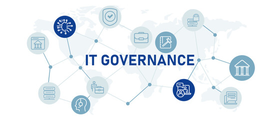 IT Governance illustration icon set information technology management accountability policy digital administration by company