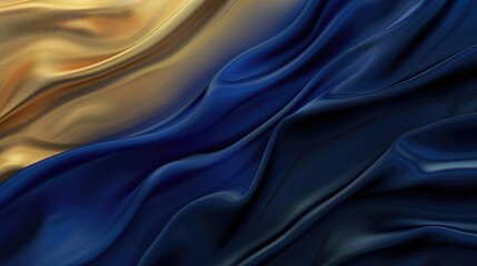 Obraz premium A flowing fabric design with rich gold and deep blue tones, evoking elegance and luxury.