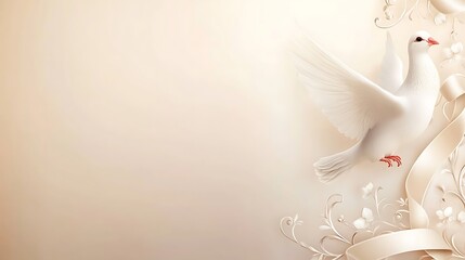 White Dove Soaring Gracefully Amidst Elegant Floral Designs