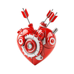 Fototapeta premium Red Heart with Arrows and Gears Design