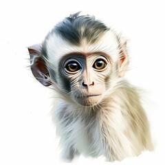 Obraz premium A baby monkey with a yellow face and white fur