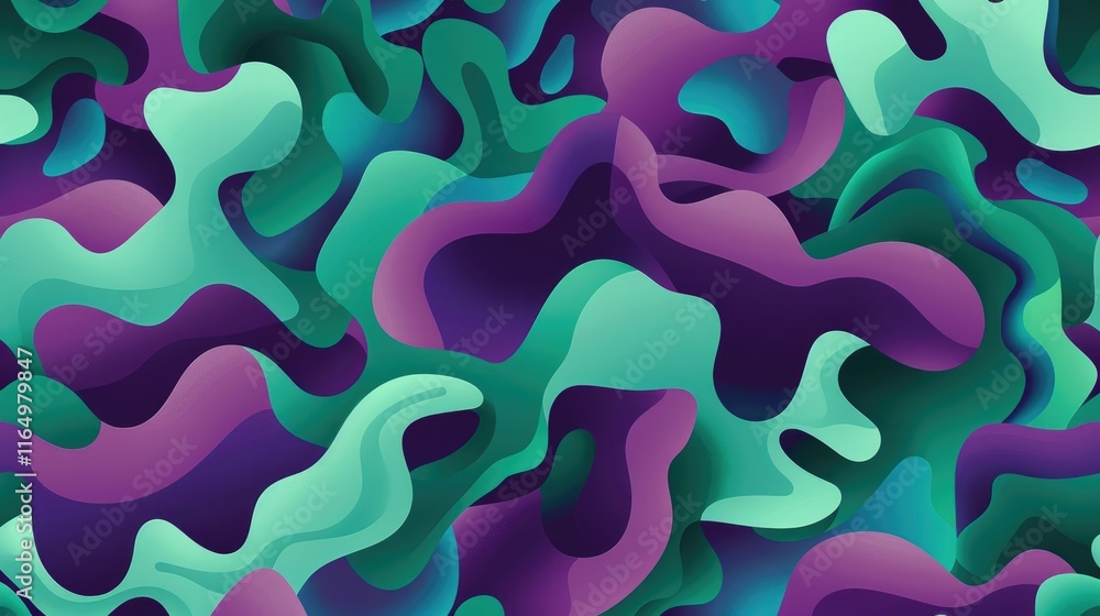 Poster abstract wavy shapes in vibrant colors create a dynamic and fluid visual effect.