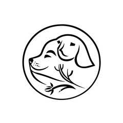 dog and cat sitting silhouette simple logo, rescue or pet rescue symbol