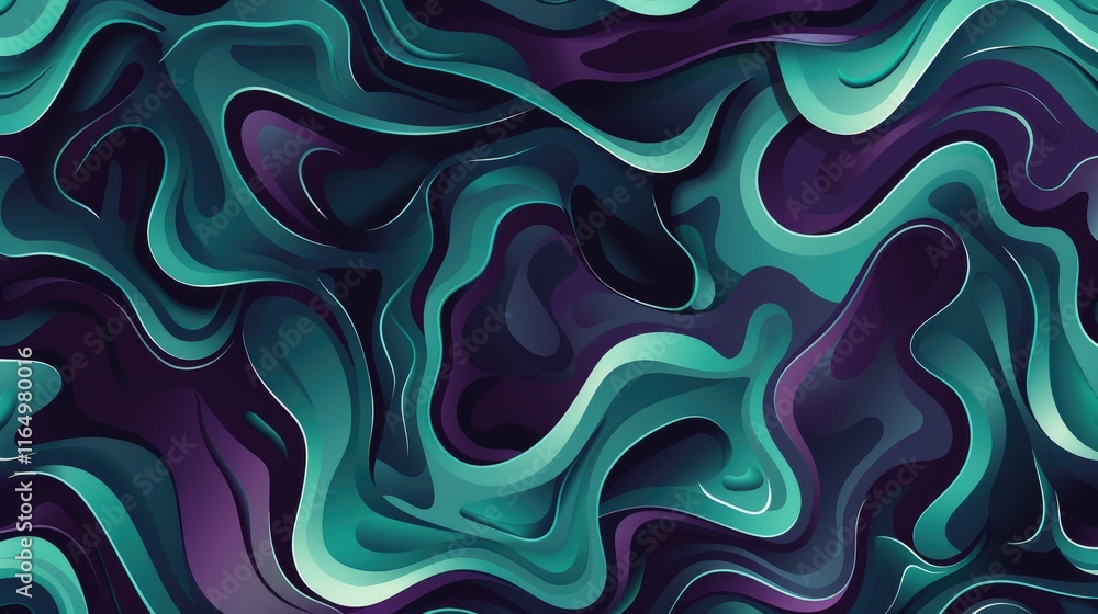 Aufkleber abstract wavy patterns in teal and purple, creating a fluid and dynamic visual effect.