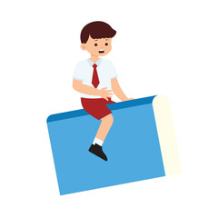 Student Flying with Stationary Closed Book