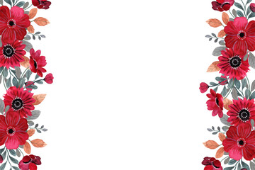 Seamless floral watercolor border. Hand drawn illustration isolated on white background.