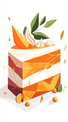 A Vibrant Orange Layer Cake with Mango and Whipped Cream
