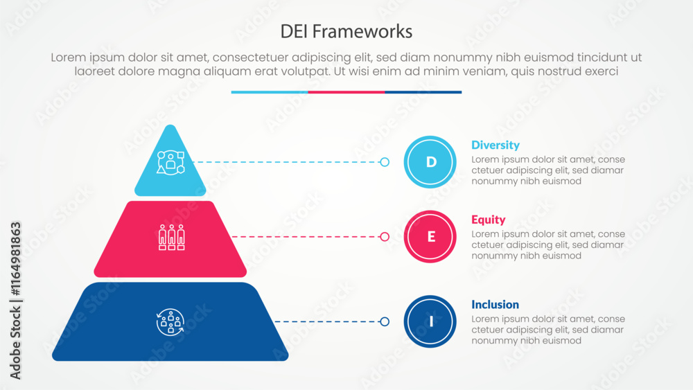 Aufkleber dei frameworks infographic concept for slide presentation with round pyramid and line pointer with 3