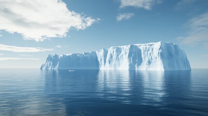 A serene iceberg floating in calm waters under a clear sky.