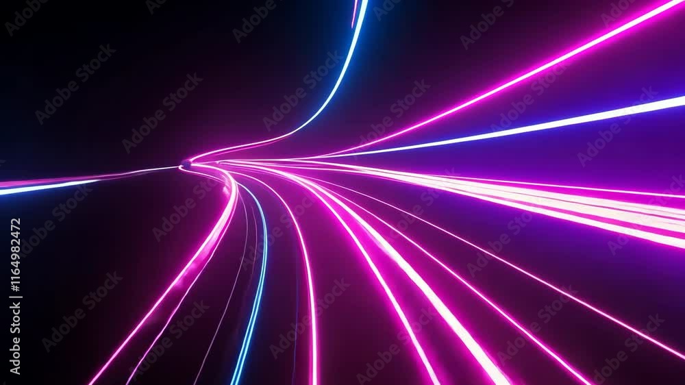 Poster vibrant neon light trails create dynamic and abstract futuristic atmosphere filled with energy.
