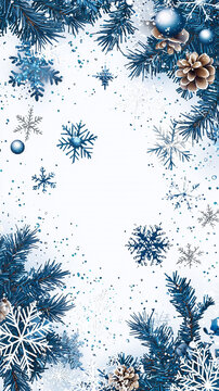 Festive Winter Wonderland Blue Christmas Border Design