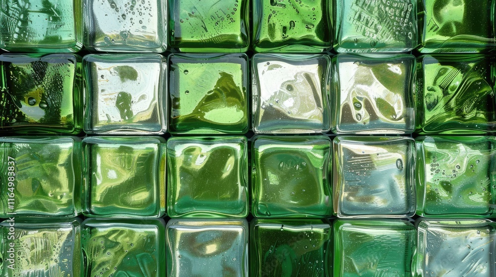 Aufkleber a close-up of textured green glass blocks arranged in a grid pattern.