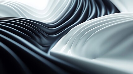 Abstract swirling black and white fabric waves.