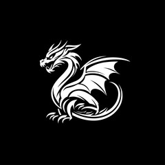 simple line dragon fire gaming mascot logo isolate 