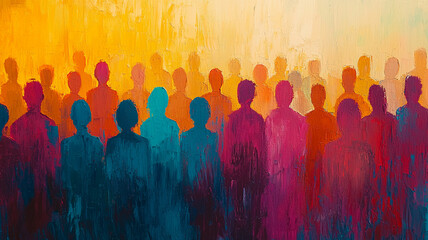 Colorful Crowd Diverse People Unity Abstract Art Social Gathering Humanity