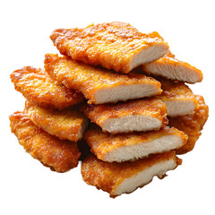  Sliced chicken schnitzel isolated on transparent background
