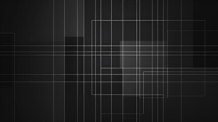Fototapeta premium Abstract geometric design with overlapping lines and shapes on a dark background.