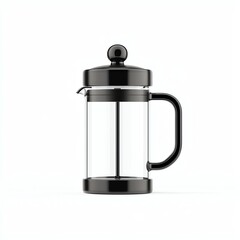 A sleek, modern French press made of glass and black accents, designed for brewing coffee with ease and style.