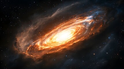 Obraz premium Fiery Spiral Galaxy in Deep Space Nebula