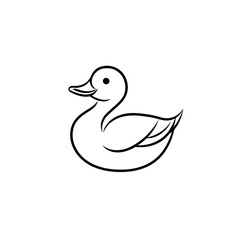 minimal modern duck logo icon vector illustration hipster stock. Animal farm or restaurant cafe in luxury line style. Goose logo design.