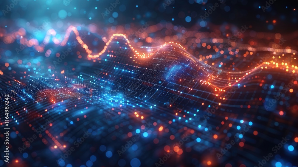 Aufkleber abstract visualization of data waves in vibrant colors, representing technology and information flow
