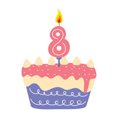 birthday cake candle number eight
