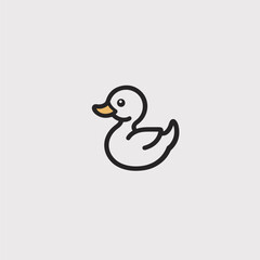 minimal modern duck logo icon vector illustration hipster stock. Animal farm or restaurant cafe in luxury line style. Goose logo design.