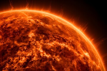 burning sun in dark background.