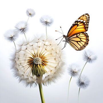 Fototapeta butterfly on a dandelion