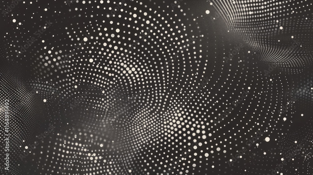 Aufkleber abstract black and white pattern featuring swirling dots in a dynamic arrangement.