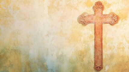 Ornate Wooden Cross Against A Textured Background