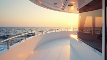 Serene Sunset Cruise Luxury Yacht Deck at Golden Hour