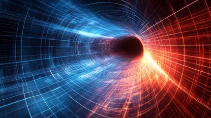 Fototapeta premium Abstract swirling tunnel of blue and red energy.