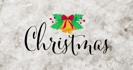 Image of christmas greetings text over winter snow © vectorfusionart