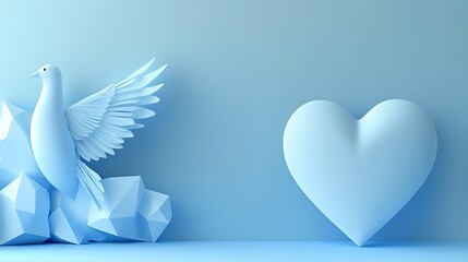 Obraz premium Blue Dove Peace Symbol with Heart Background