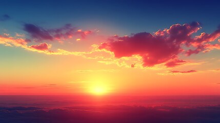 Fototapeta premium Vibrant Sunset Sky Above a Sea of Clouds