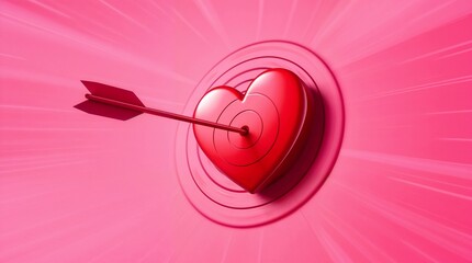 heart shaped target, target on love, valentine day background.