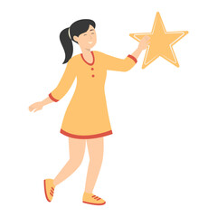 Illustration of People Giving Star Feedback. Flat Cartoon Vector Character