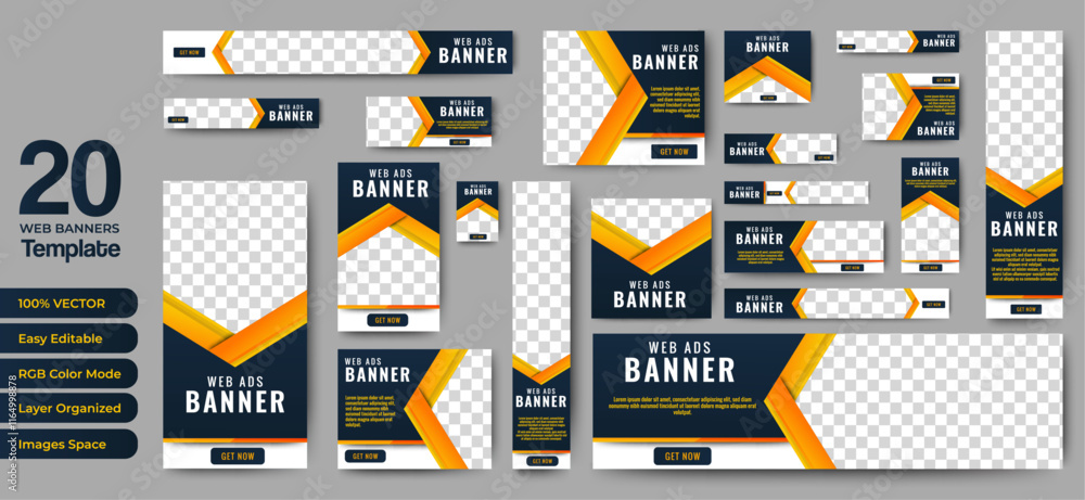 Poster business web banners template design with image space. vector