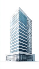 Fototapeta premium Architectural Design of a Modern Skyscraper: A Detailed Perspective of a Contemporary Office Building