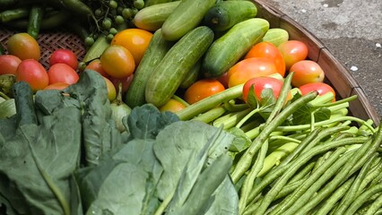 Fresh vegetables for cooking. Vegetables contain dietary fiber that helps cleanse the intestines.