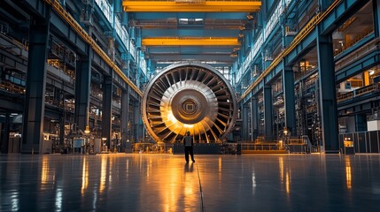 Obraz premium Massive electromagnetic field generator in a sleek industrial complex