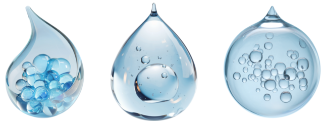 High-Quality PNG blue gel droplets with bubbles isolated on white background